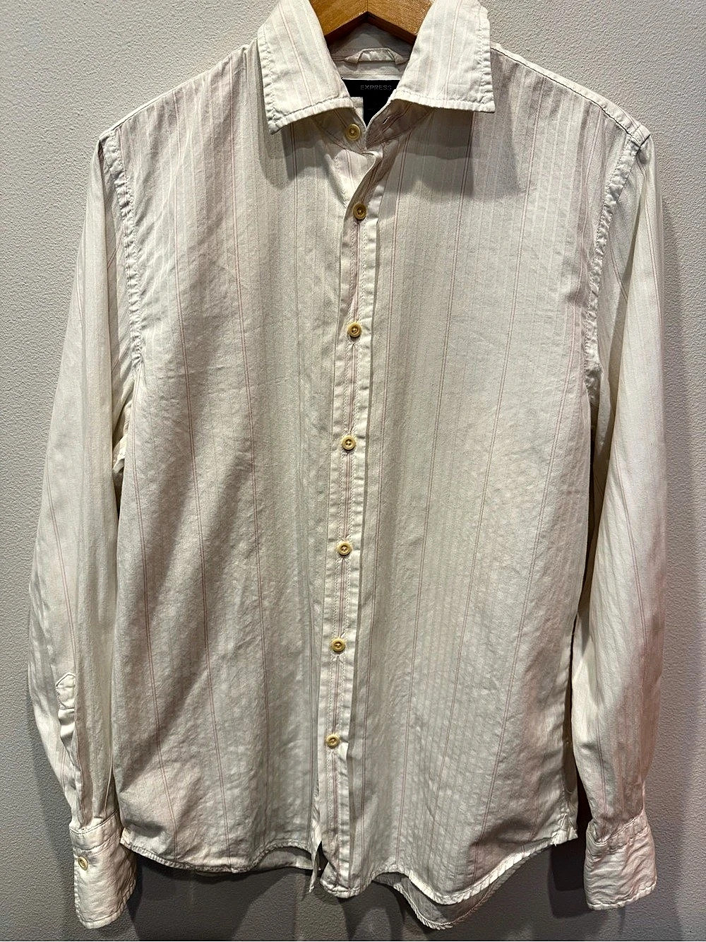 Express Striped Button Down in White Size Small Like New